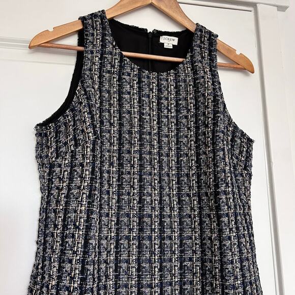 J. Crew Tweed Sheath Mini Dress Sleeveless Women's 4 Blue Career Corporate Chic - Picture 4 of 9